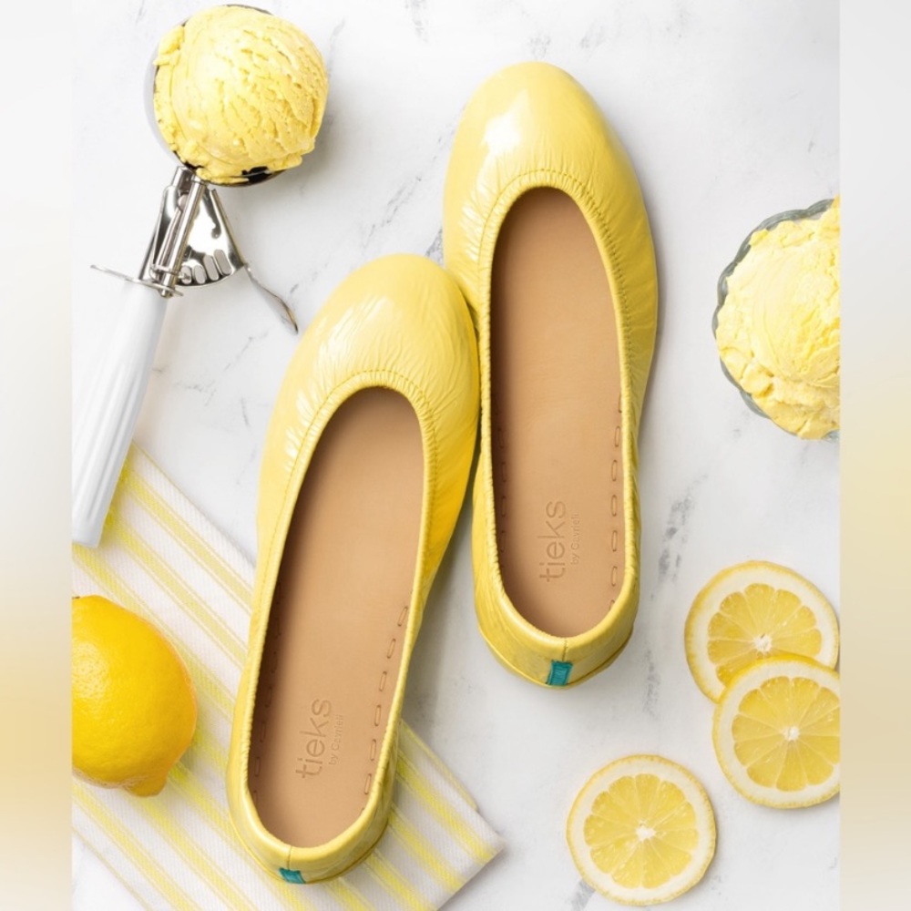 TIEKS Patent Leather Flats Yellow Size 6